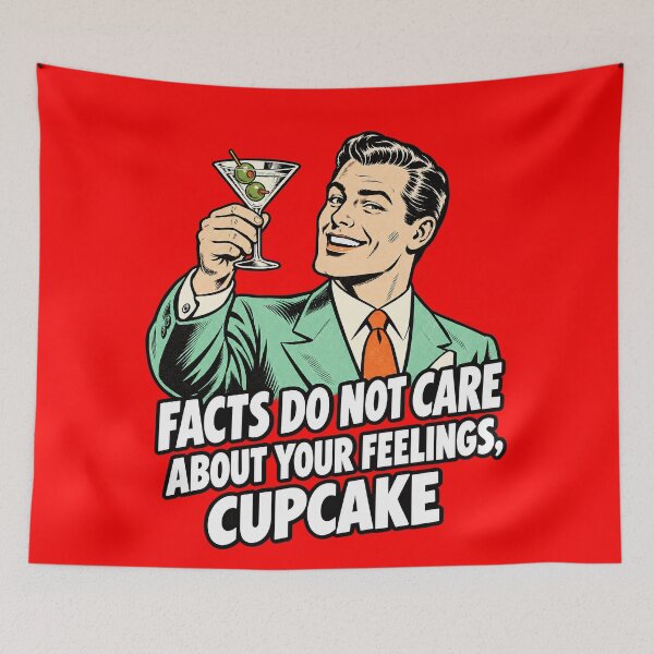 Item preview, Facts Feelings - Retro Martini Man Humor designed and sold by Benito Del Ray.