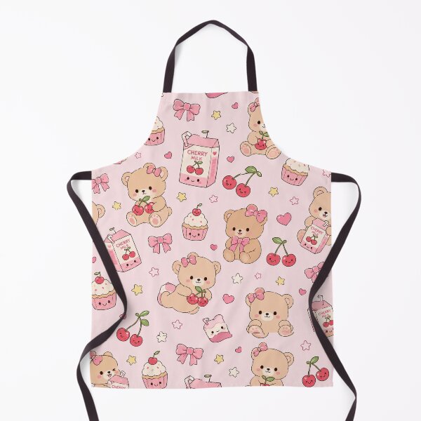 Item preview, Cherry Milk Teddy Bear Kawaii Pattern designed and sold by Soft Berry Studio.