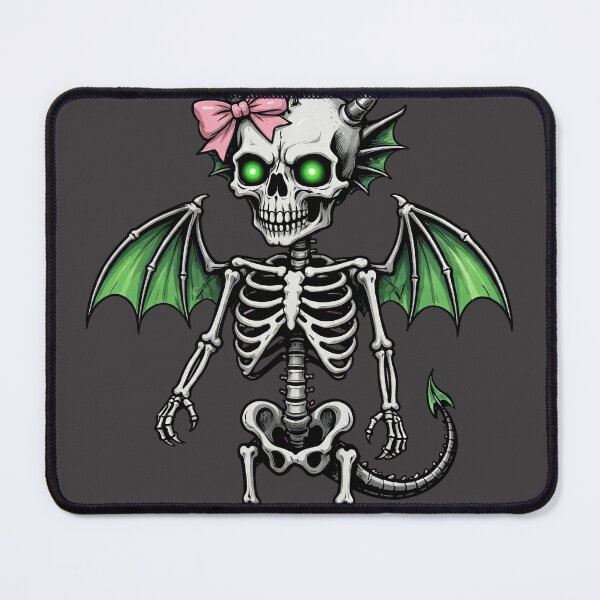 Item preview, Cute Baby Dragon Skeleton with Pink Bow - Kawaii Goth Demon Skull designed and sold by Goth Pets .