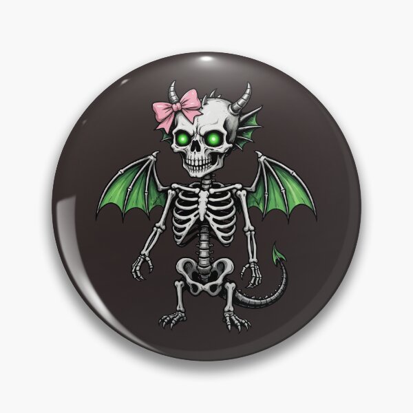 Item preview, Cute Baby Dragon Skeleton with Pink Bow - Kawaii Goth Demon Skull designed and sold by Goth Pets .