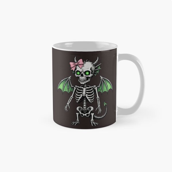 Item preview, Cute Baby Dragon Skeleton with Pink Bow - Kawaii Goth Demon Skull designed and sold by Goth Pets .