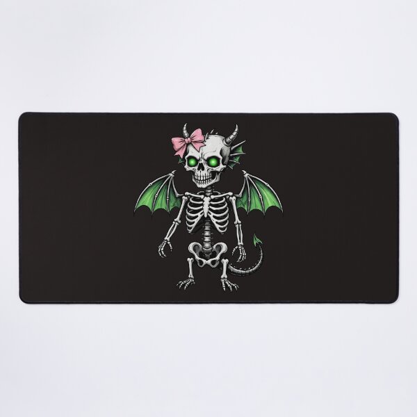 Item preview, Cute Baby Dragon Skeleton with Pink Bow - Kawaii Goth Demon Skull designed and sold by Goth Pets .