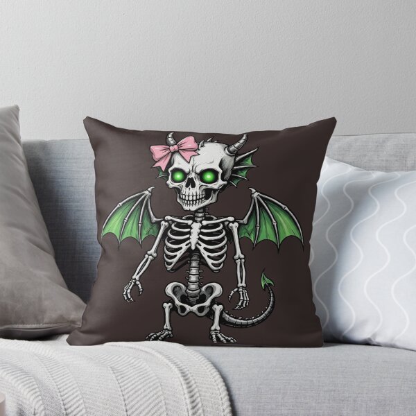 Item preview, Cute Baby Dragon Skeleton with Pink Bow - Kawaii Goth Demon Skull designed and sold by Goth Pets .