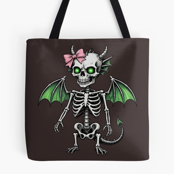Item preview, Cute Baby Dragon Skeleton with Pink Bow - Kawaii Goth Demon Skull designed and sold by Goth Pets .