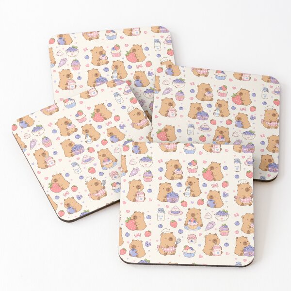 Item preview, Capybara Berry Bakery Kawaii Pattern designed and sold by Soft Berry Studio.