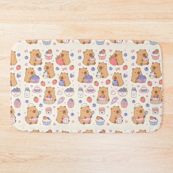 Item preview, Capybara Berry Bakery Kawaii Pattern designed and sold by Soft Berry Studio.