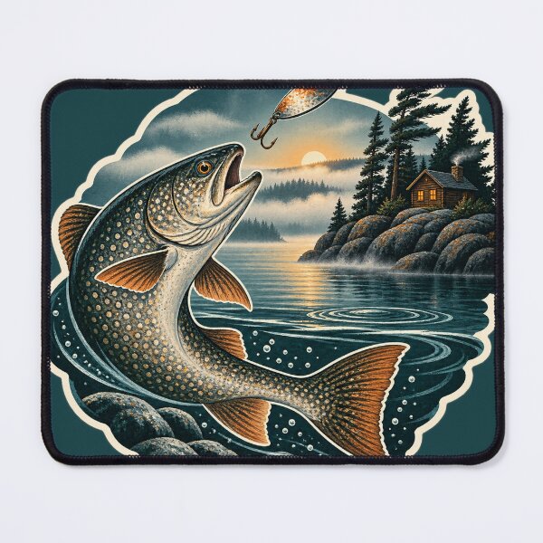 Item preview, Fogline Lake Trout Cabin Fishing Sticker designed and sold by WaynesCave.