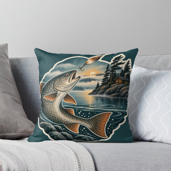 Item preview, Fogline Lake Trout Cabin Fishing Sticker designed and sold by WaynesCave.