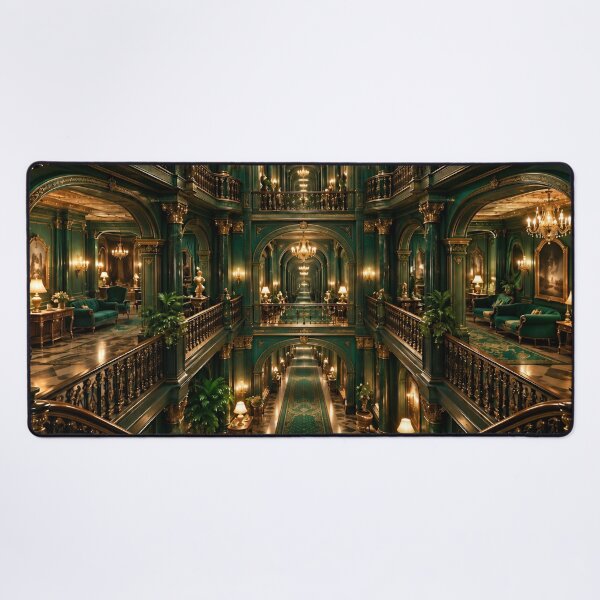 Item preview, Emerald Green Luxury Palace Interior Gothic Baroque Fantasy designed and sold by IRON SIREN.