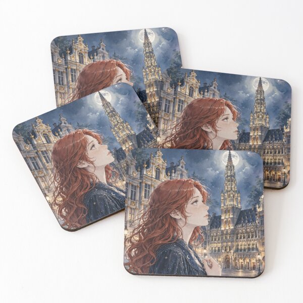 Item preview, Grand Place Brussels Belgium Travel Adventure Exploring the Iconic Historic Square Belgian Architecture European City Travel and Wanderlust with Red Haired Woman designed and sold by DibujandoPorfa.