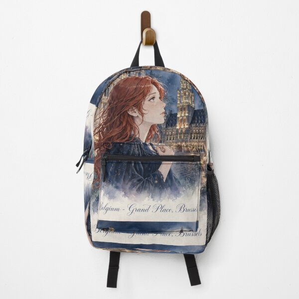 Item preview, Grand Place Brussels Belgium Travel Adventure Exploring the Iconic Historic Square Belgian Architecture European City Travel and Wanderlust with Red Haired Woman designed and sold by DibujandoPorfa.