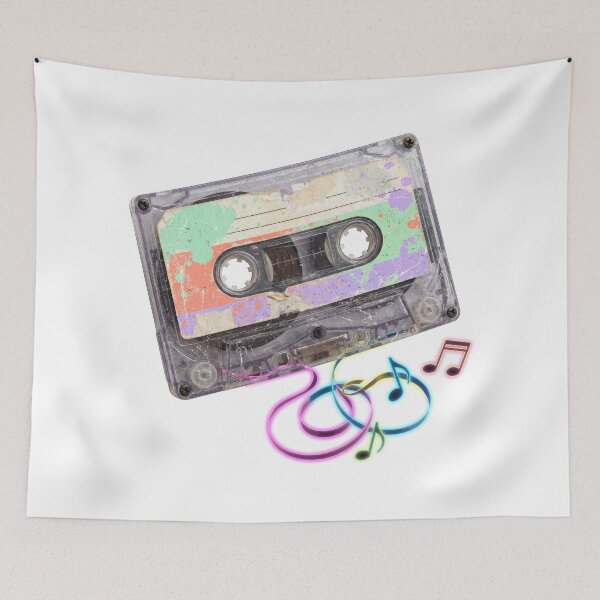 Item preview, Vintage Clear Cassette Tape Music Notes Art designed and sold by Rahat3344.