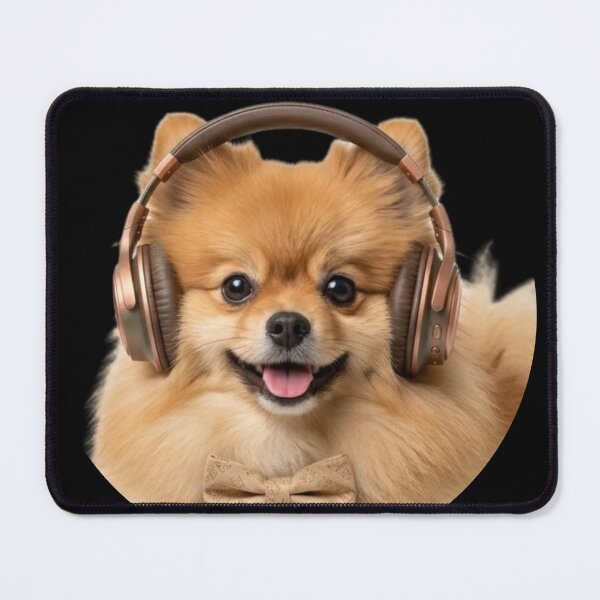 Item preview, Dapper Pomeranian Spitz with Bronze Headphones designed and sold by Sulco Design.