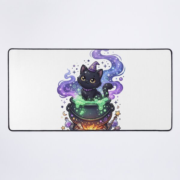 Item preview, Cute Black Cat Witch Cauldron Magic Art designed and sold by Rahat3344.