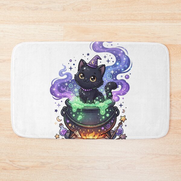 Item preview, Cute Black Cat Witch Cauldron Magic Art designed and sold by Rahat3344.