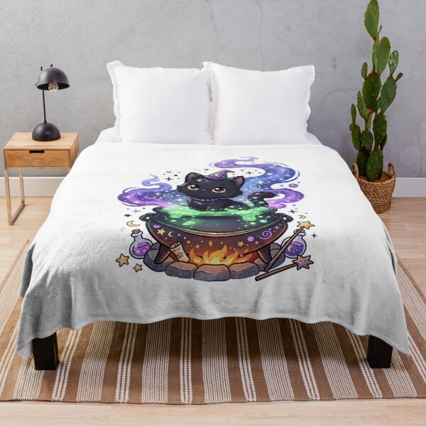 Item preview, Cute Black Cat Witch Cauldron Magic Art designed and sold by Rahat3344.