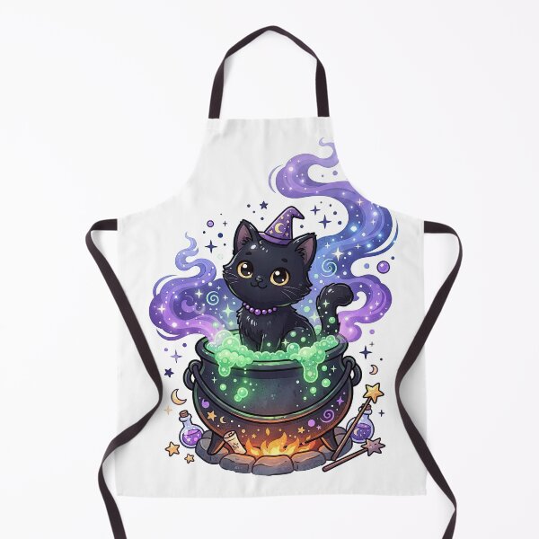 Item preview, Cute Black Cat Witch Cauldron Magic Art designed and sold by Rahat3344.