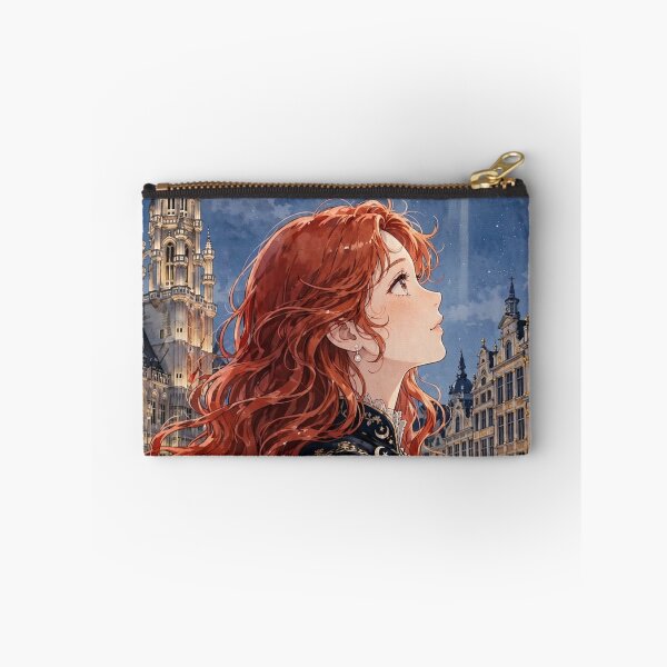 Item preview, Grand Place Brussels Belgium Travel Adventure Exploring the Iconic Historic Square Belgian Architecture European City Travel and Wanderlust with Red Haired Woman designed and sold by DibujandoPorfa.