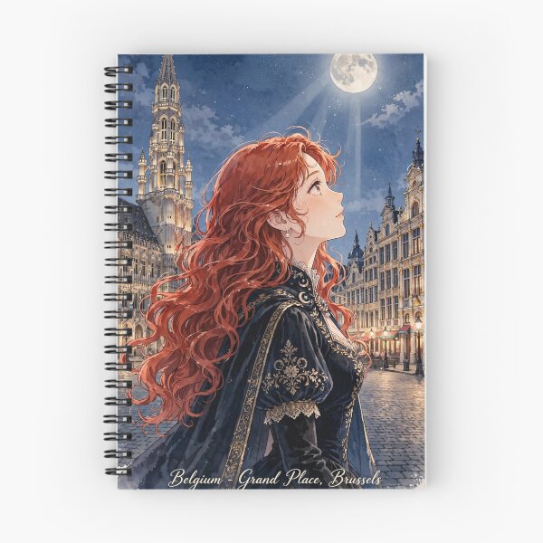 Item preview, Grand Place Brussels Belgium Travel Adventure Exploring the Iconic Historic Square Belgian Architecture European City Travel and Wanderlust with Red Haired Woman designed and sold by DibujandoPorfa.