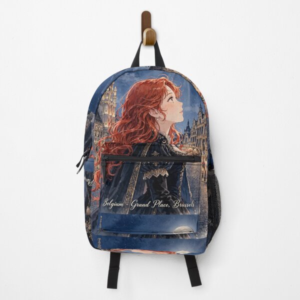 Item preview, Grand Place Brussels Belgium Travel Adventure Exploring the Iconic Historic Square Belgian Architecture European City Travel and Wanderlust with Red Haired Woman designed and sold by DibujandoPorfa.