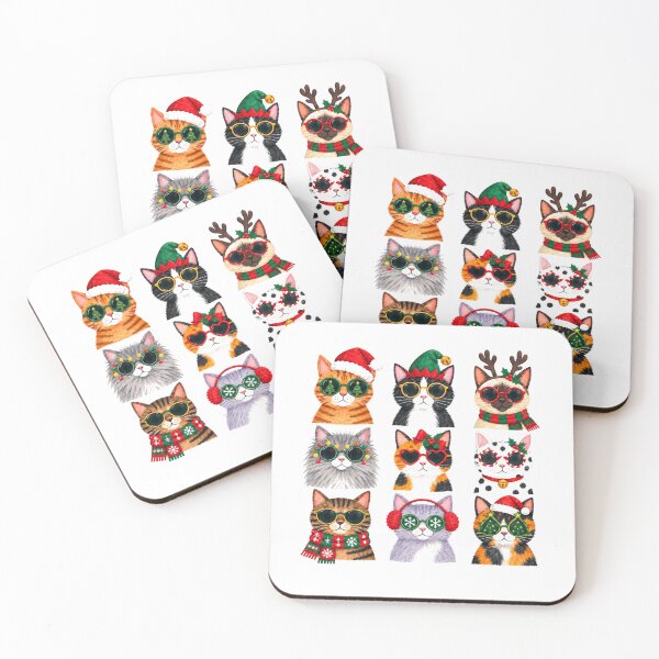 Item preview, Festive Christmas Cats Wearing Cute Holiday Sunglasses designed and sold by Moizento.