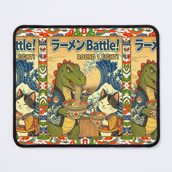 Item preview, Funny Nippon Dino-Cat Anime Food Battle Quote | RAMEN (ラーメン) BATTLE! ROUND 1 FIGHT! designed and sold by Giulivo Store Graphic.