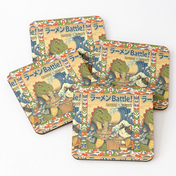 Item preview, Funny Nippon Dino-Cat Anime Food Battle Quote | RAMEN (ラーメン) BATTLE! ROUND 1 FIGHT! designed and sold by Giulivo Store Graphic.