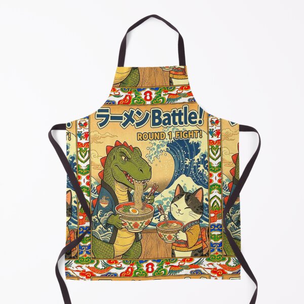 Item preview, Funny Nippon Dino-Cat Anime Food Battle Quote | RAMEN (ラーメン) BATTLE! ROUND 1 FIGHT! designed and sold by Giulivo Store Graphic.