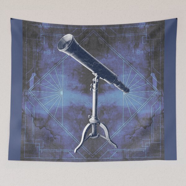 Item preview, Antique Brass Telescope on Folding Tripod Stand in Dark Blue designed and sold by Ghoul Enterprises.