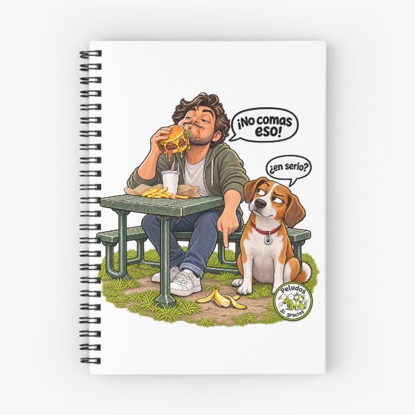 Item preview, Canine humor: dog and owner eating in the park designed and sold by Peludos, Sí gracias.