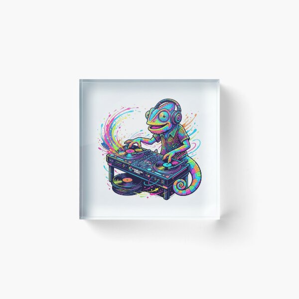Item preview, Colorful DJ Chameleon Mixing Vinyl Music Art designed and sold by Rahat3344.