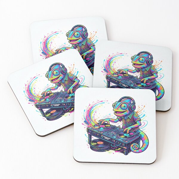 Item preview, Colorful DJ Chameleon Mixing Vinyl Music Art designed and sold by Rahat3344.