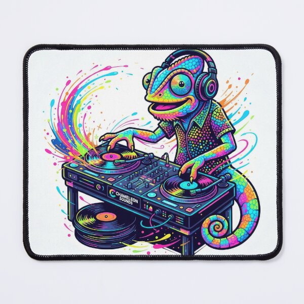 Item preview, Colorful DJ Chameleon Mixing Vinyl Music Art designed and sold by Rahat3344.