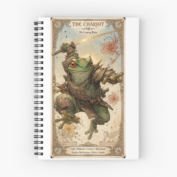 Item preview, The Chariot VII Tarot Card - Samurai Frog The Leaping Blade designed and sold by ExpressoJungle.