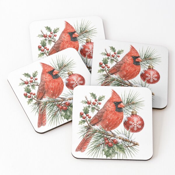 Item preview, Christmas Cardinal Bird with Red Ornament and Pine Branch designed and sold by JessArty ⭐⭐⭐⭐⭐.