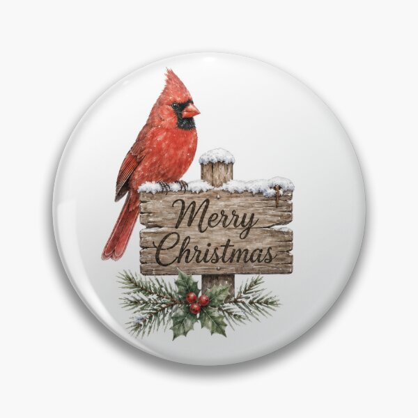 Item preview, Merry Christmas Cardinal Bird with Holly and Berries designed and sold by JessArty.