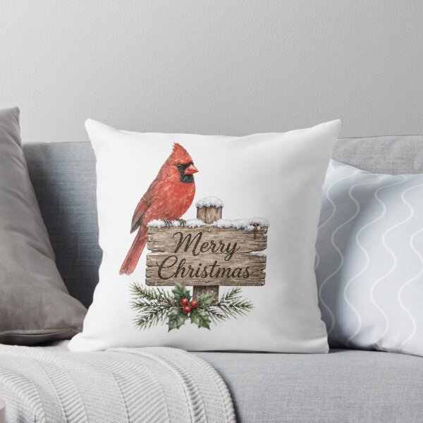 Item preview, Merry Christmas Cardinal Bird with Holly and Berries designed and sold by JessArty.