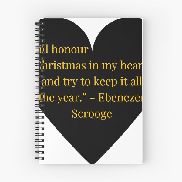 Item preview, Ebenezer Scrooge Quote – A Christmas Carol Gold Text Black Heart designed and sold by TheIconSmith.