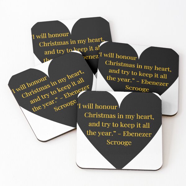 Item preview, Ebenezer Scrooge Quote – A Christmas Carol Gold Text Black Heart designed and sold by TheIconSmith.