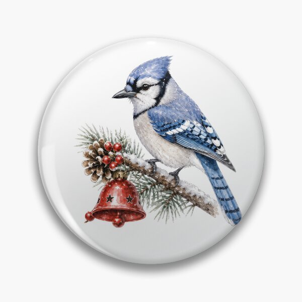 Item preview, Christmas Blue Jay Bird with Holly, Bell and Berries designed and sold by JessArty ⭐⭐⭐⭐⭐.