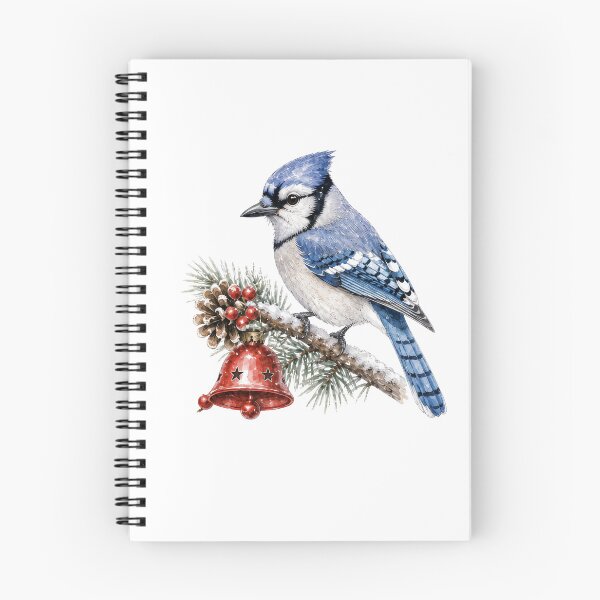 Item preview, Christmas Blue Jay Bird with Holly, Bell and Berries designed and sold by JessArty.