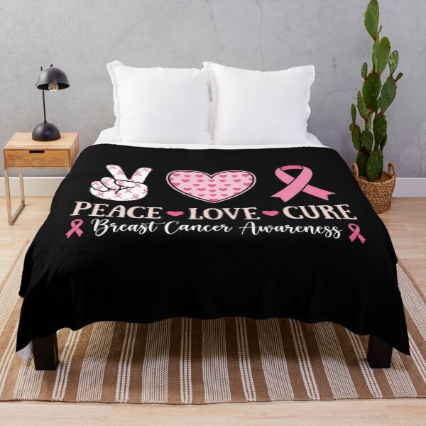 Item preview, breast cancer awareness Peace Love Cure Pink Ribbon Hearts designed and sold by SofenArt.