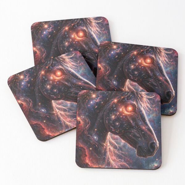 Item preview, Cosmic Fire Horse - Galaxy Horse God With Glowing Nebula Eye Fantasy Art designed and sold by Sourcestores1.