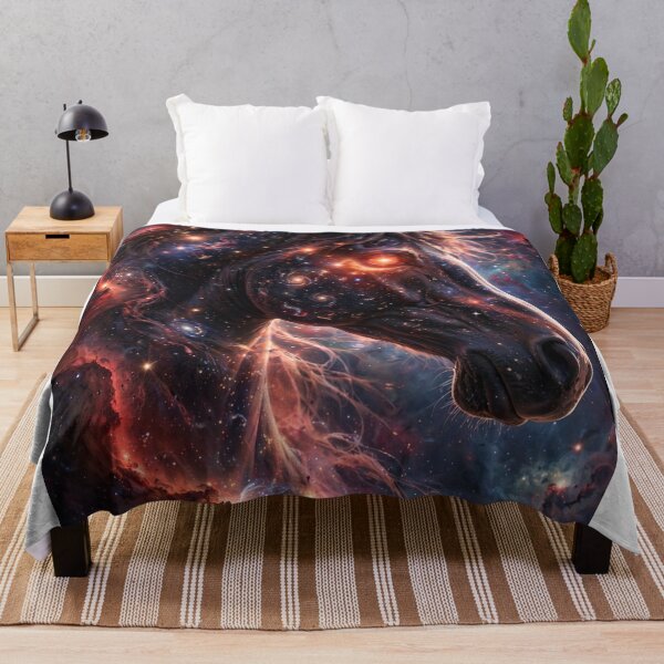 Item preview, Cosmic Fire Horse - Galaxy Horse God With Glowing Nebula Eye Fantasy Art designed and sold by Sourcestores1.