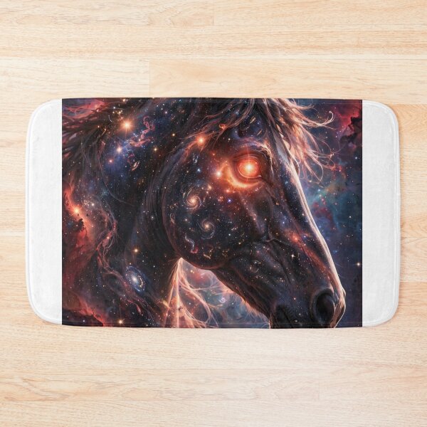 Item preview, Cosmic Fire Horse - Galaxy Horse God With Glowing Nebula Eye Fantasy Art designed and sold by Sourcestores1.