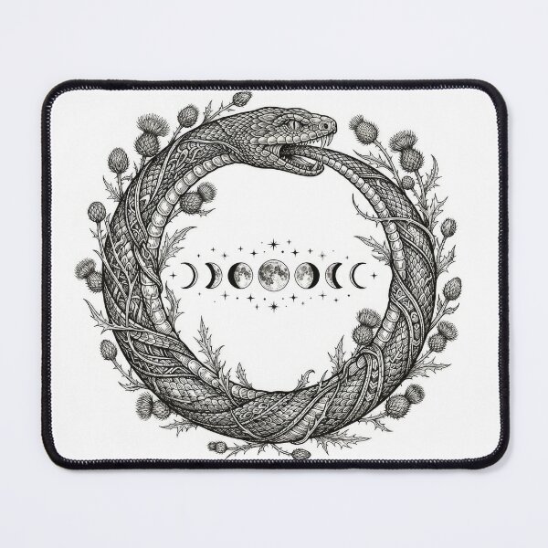 Item preview, Ouroboros Snake Moon Phases Botanical Linework Art designed and sold by Rahat3344.