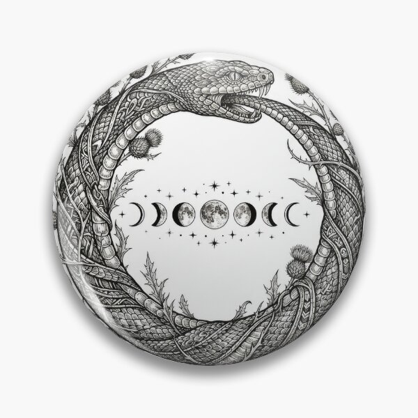 Item preview, Ouroboros Snake Moon Phases Botanical Linework Art designed and sold by Rahat3344.