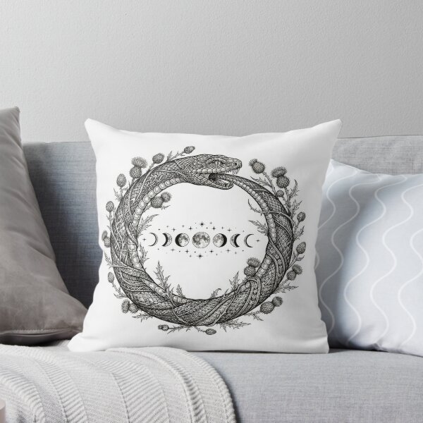Item preview, Ouroboros Snake Moon Phases Botanical Linework Art designed and sold by Rahat3344.