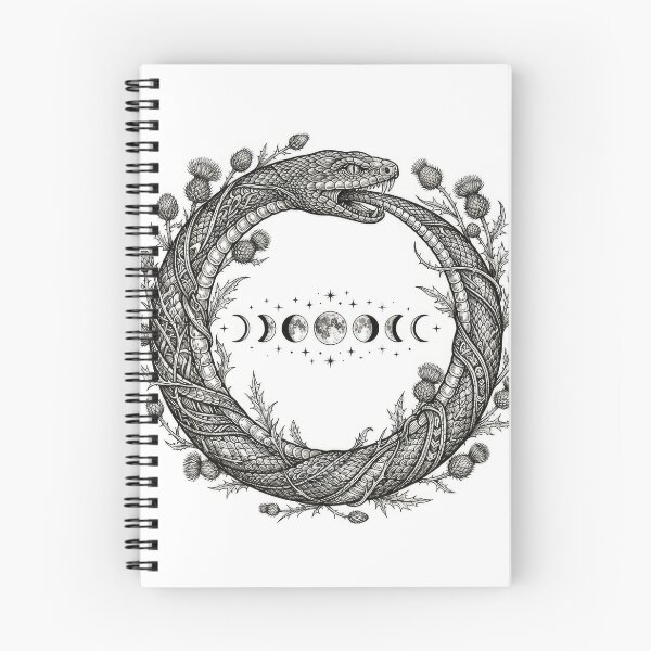 Item preview, Ouroboros Snake Moon Phases Botanical Linework Art designed and sold by Rahat3344.
