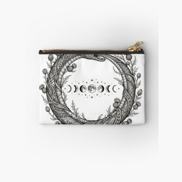 Item preview, Ouroboros Snake Moon Phases Botanical Linework Art designed and sold by Rahat3344.